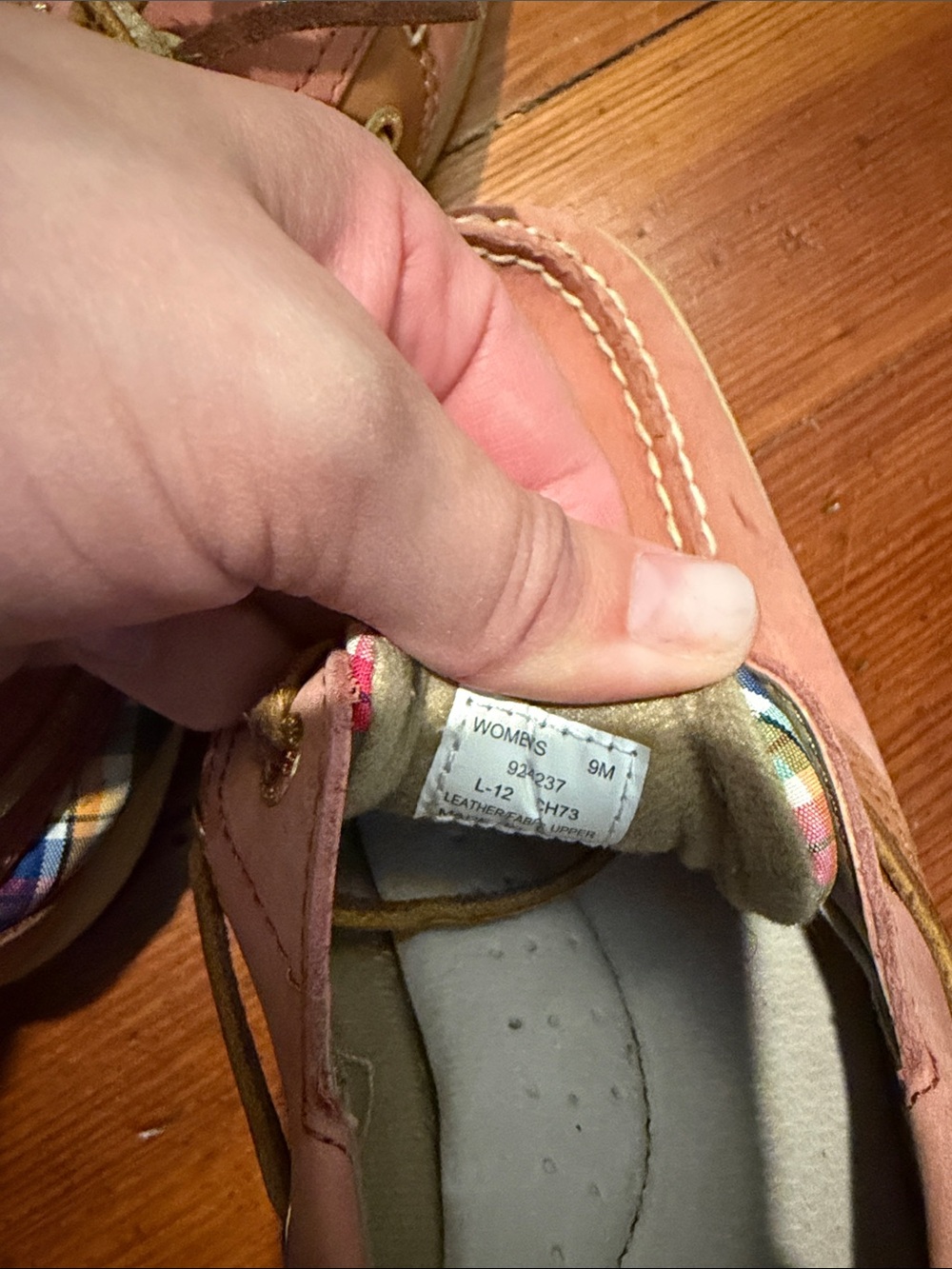 Sperry Pink Plaid Leather Boat Shoes - Picture 7 of 7